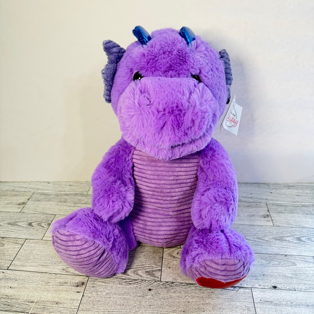 Destination Holiday Purple Dragon Plush Stuffed Animal Heart Foot Fantasy